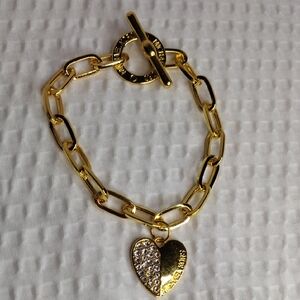 Michael Kors Goldrone Toggle Bracelet with Heart Charm